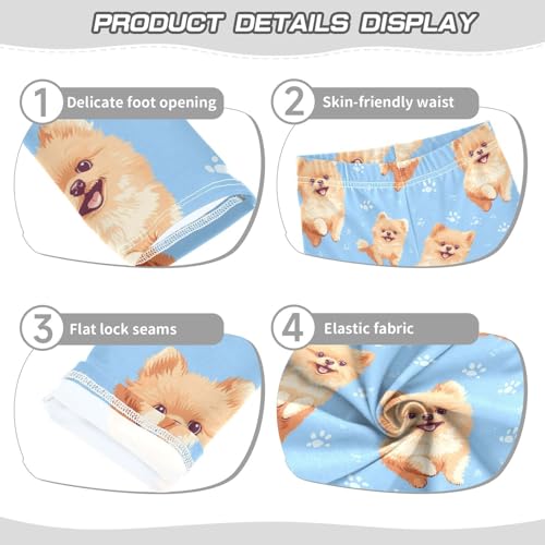 Cute Pomeranian Girls Leggings,Workout Leggings for Girls Toddler Athletic Leggings Size for 3-10T3