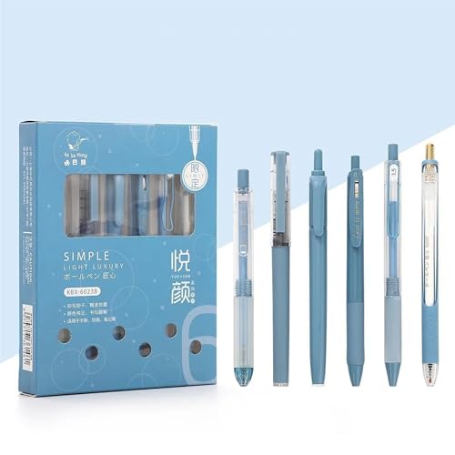 Image of 6 in 1 Aesthetic Gel Pen Set Pastel Cute Pens for Girls Korean Kawaii Stationery Fancy Colored Office Supplies Blue Ink Gift Pack