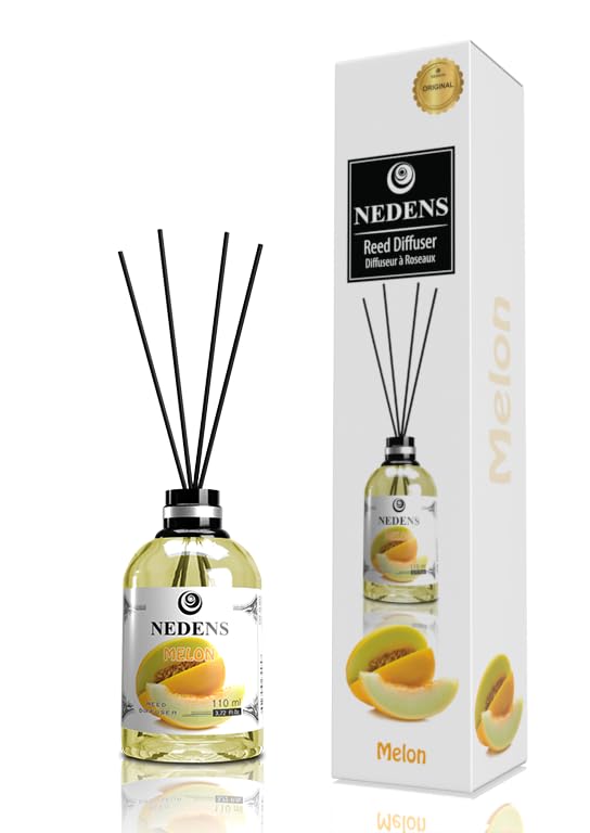 NEDENS Mikado - Varitas aromáticas de 110 ml – Ambientador con 4 varillas de bambú, fragancia duradera, botella de cristal decorativa, intensidad regulable, ideal para salón, baño, pasillo y oficina