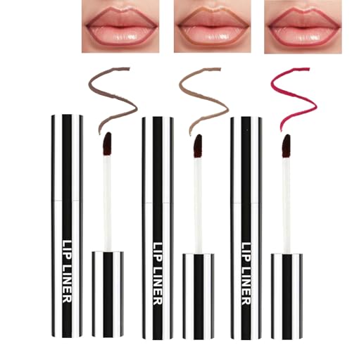 3 Pcs Delineador de Labios Despegable, Perfilador de Labios Removible, voluminizadores e hidratantes, de larga duración, matificante, colores vivos (marrón oscuro + claro + rojo vino)