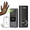 GHome Smart Door Lock with WiFi, Palm Vein Smart Locks for Front Door, 5 in 1 Keyless Entry Door Lock, Alexa Control, Auto Lock, Built-in WiFi, Rechargeable Battery, Smart Deadbolt.