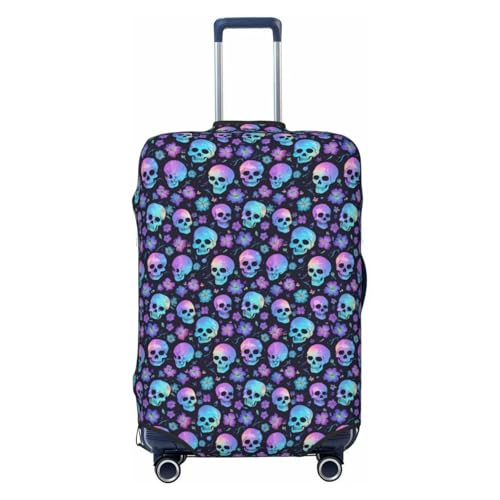 Luggage Cover Protector - Pink Blue Skull Flower Print Suitcase Covers for Luggage Fit 18-21 Inch Suitcase