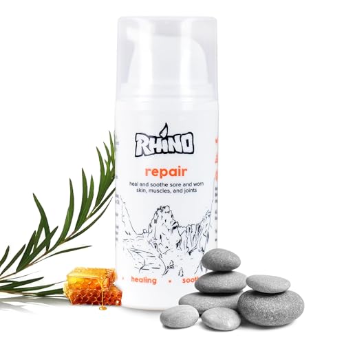 Rhino Skin Solutions Repair Cream - Soothing Relief for Dry, Cracked Skin, Ideal for Climbers, Athletes & MMA | Cooling, Made in Oregon, Fast Healing for Sore Skin, Muscles & Joints (1 fl oz)