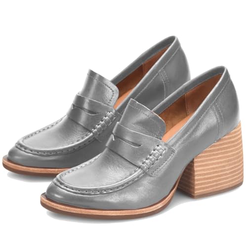 Image of MOOMMO Women Chunky Platform Loafers Pumps Round Closed Toe Slip On Penny Loafers Suede Block High Heels Oxford Shoes Formal Classic Thick Heel Dress Loafer Office Ladies Vintage Comfort 4-11 M US