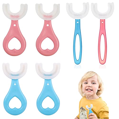 Spazzolino Bambini A Forma di U,Spazzolino Da Denti 360 gradi per Bambini,6PCS Spazzolino Silicone Alimentare Bambini,Massaggiare le gengive spazzolino denti bambini,2-12 anni Spazzolino denti morbido