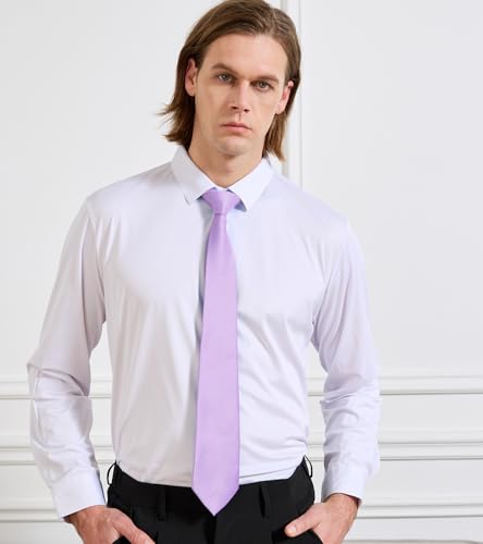 Image of KOOELLE Men's Ties Solid Pure Color Plain Neckties Formal Black Ties For Men