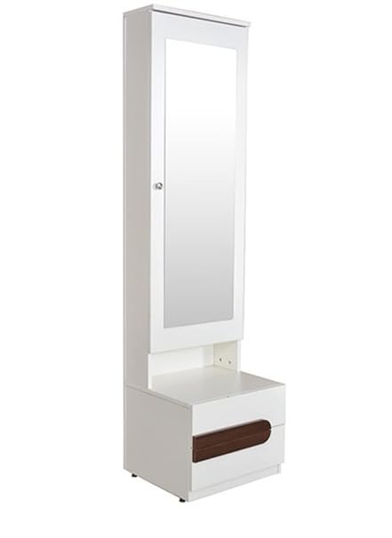 Furnilife Dressing Table with Mirror 1 Door 2 Drawers for Bedroom -White Color(WxHxD): 50x190x40cm, Suitable for Bedroom, Laundry Room, Closet, etc.