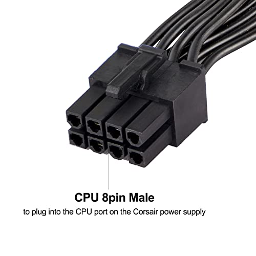 Connettore CPU da 8 pin a CPU 8 pin (4+4 rimovibile), spina EPS-12 V, adattatore di alimentazione per scheda madre modulare Corsair (62 cm/24,4 pollici) - Scheda video - Immagine 1