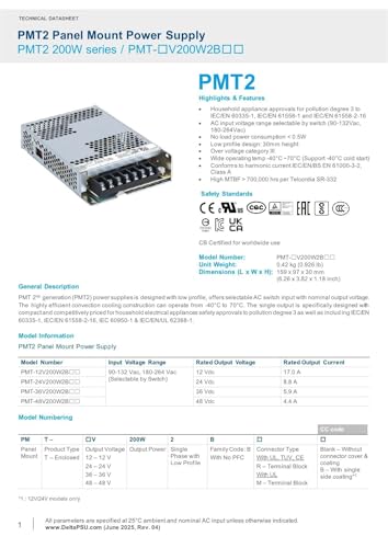 Alimentation Industrielle 48V Écran Plat Robustesse PMT-48V200W2BR