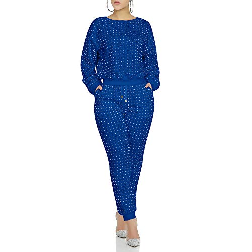 Image of 2 Piece Night Clubwear Outfits for Women Long Sleeve Top and Metallic Shiny Pants Glitter Clubwear