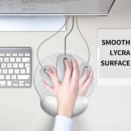 Image of eulps Mouse Pad with Wrist Rest, Comfortable Computer Mousepad with Gel Wrist Support Smooth Surface and Non-Slip PU Base for Pain Relief, Laptop, Office & Home (White Line)