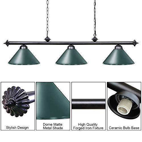 Wellmet Pool Table Light, 59” Hanging Billiard Lights, Adjustable Kitchen Island Lighting Fixture For Billiard Bar Table, Green #TOP2