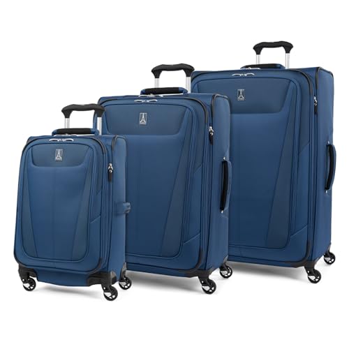 Image of Travelpro Maxlite 5 Softside Expandable Luggage with 4 Spinner Wheels, Lightweight Suitcase, Men and Women, Sapphire Blue, 3-Piece Set (21 /25 /29)