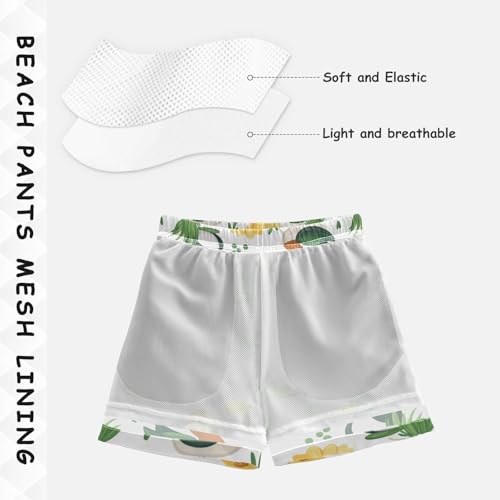 Pigsaly Boys Swim Trunks Duck Flowers Wildlife Animal Boys Board Shorts Swimsuit Swimwear Summer Bathing Suit 2T4