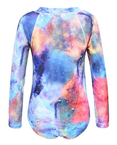 Zestonie Girls Long Sleeve Rash Guard One Piece Swimsuits For Kids Tie Dye Bathing Suit Upf 50+ Swim Shirts Galaxy Tie Dye Size 12/10-12 #TOP1