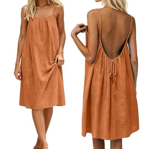 Robe courte femme été sans manches avec bretelles spaghetti