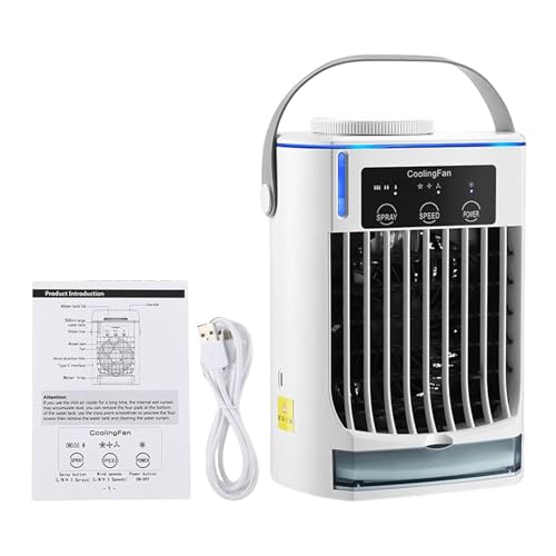 Ventilador de aire acondicionado: acondicionadores móviles de pie, ventilador de aire acondicionado recargable, ventilador de refrigeración de una sola habitación de carga USB, 3 niveles de vien