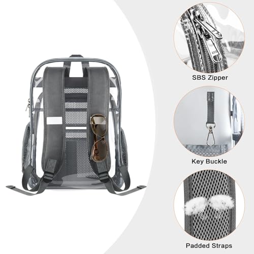 Image of PAMANO Clear Backpack Transparent Heavy Duty School PVC Bookbag See Through Bag Boys and Girls for College Work Travel Security