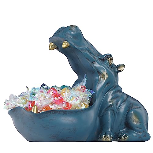 Figurine d'hippopotame en résine – Plat à Bonbons et Bol à clés pour Bureau et décoration de Table d'entrée – Récipient Multifonctionnel pour Articles Divers,...