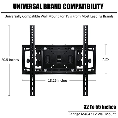 Image of Caprigo Dual-Arm TV Wall Mount for 32 to 55 Inch TV's | Full Motion Adjustments - Extension, Tilt & Swivel Rotation | Universal Heavy-Duty Articulating TV Wall Mounting Bracket (M464)