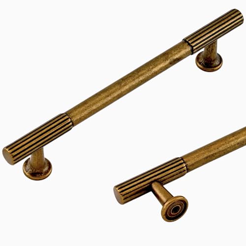 Talentedeco 10 Pack Antique Brass Cabinet Pulls 5 Inch(128mm) Kitchen Cupboard Handles Vintage Retro Cabinet Hardware for Drawer Pulls