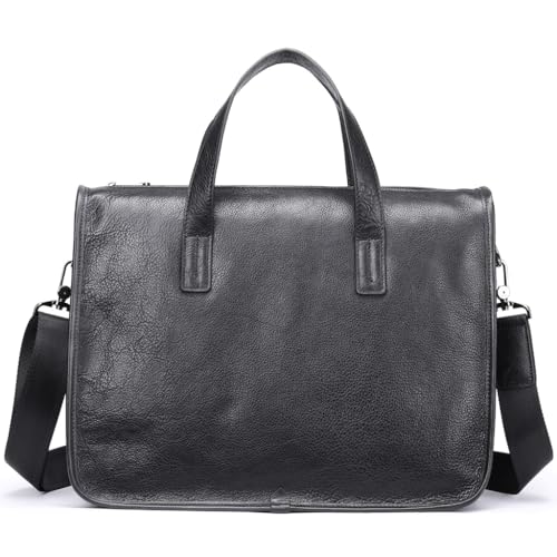 Briefcase Horizontal Large Capacity Business Cowhide Handbag Computer Bag Business Bag(D)