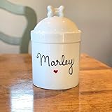 Airtight Pet Treat Container | Dog Cookie Jar Personalized with Name | Small Dog Treat Jar | Customized, Ceramic | With Bone Shaped Lid