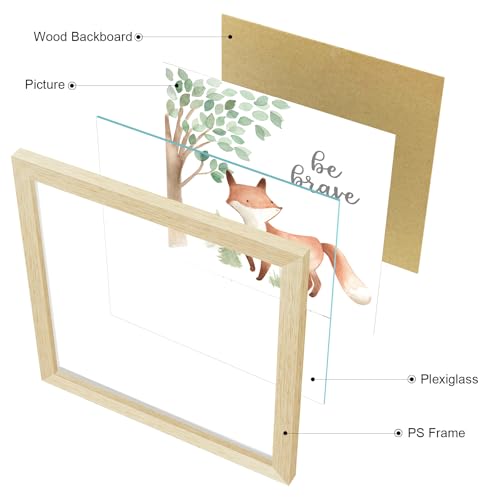 ArtbyHannah Framed Woodland Nursery Wall Decor, 10x10 Inch Cute Baby Safari Wall Art, Green Kids Art Frame with Forest Animals Prints for Playroom Classroom Bathroom Baby Shower Decoration(4 Pack) - Image 6