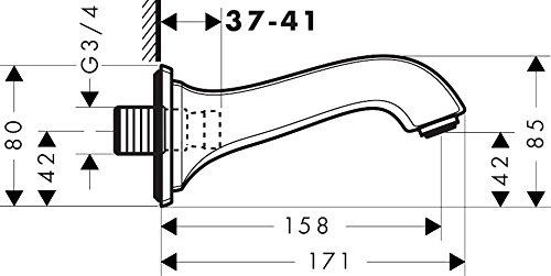 Hansgrohe 13425000 Metropol Classic Bath Spout, Chrome - Image 2