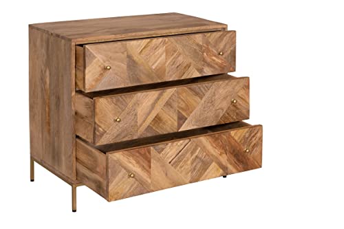 Image of Solid Wood Riviera Chest of Drawers | Chest of Drawers for Storage | 3 Drawers Chest | Mango Wood, Natural Finish
