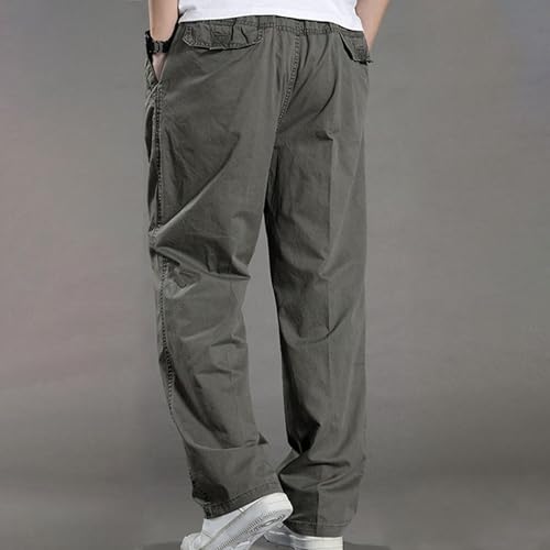Men's Loose Fit Casual Elastic Waist Pants Straight Leg Lightweight Solid Trousers Basic Stretch Hiking Pants2