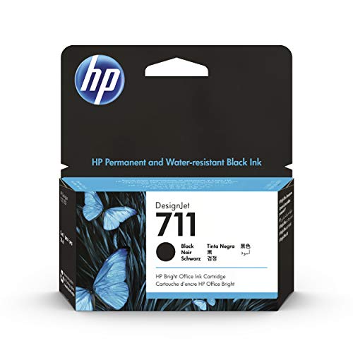 CZ129A Cartouche d'encre authentique HP 711 noir de 38 ml avec encre HP d'origine, pour traceurs grand format HP DesignJet T120, T125, T130, T520, T525, T530 et tête d'impression HP 711 DesignJet