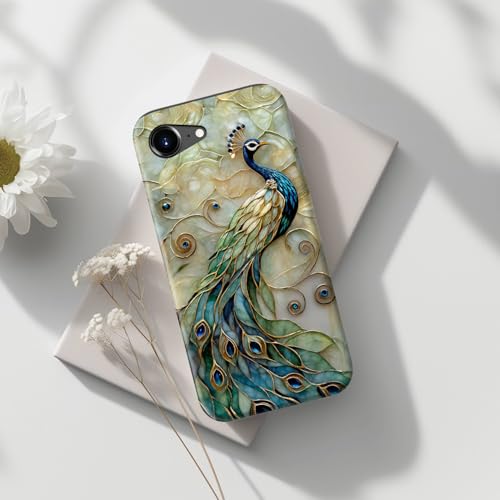 Image of Goodon for iPhone 16e Case Cute - Wireless Charging Compatible - Dual-Layer Hard Shell + Silicone Cover - Protective Phone Case with Trendy Designs for Women - Peacock and Flower | Dual-Layer Hard Shell + Silicone, Slim Fit Protective Phone Cover with Wildflower Designs for Women Girls