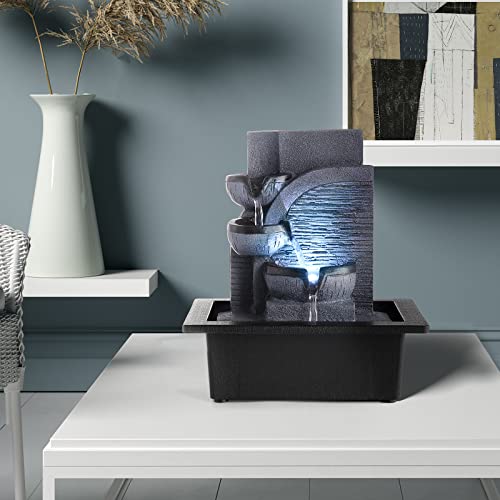image for WICHEMI Water Fountains Indoor Waterfall Fountain Tabletop Fountain wi