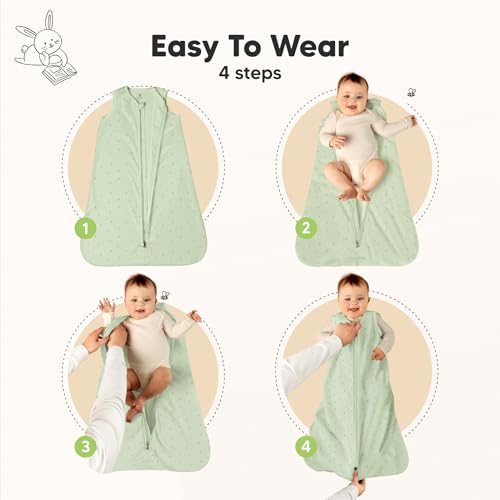 Image of 2-Pack Baby Sleep Sacks, Zipper Wearable Blanket - 100% Organic Cotton 0.5TOG, Soft Lightweight Toddler Sleeping Sack 3-6 months, Easy to Wear Newborn Swaddles Sleepsack (Bunnies, S)