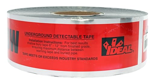 Image of Ideal Industries Detectable Underground Tape Caution Buried Electric Line Red, 3 in. x 1000 ft.