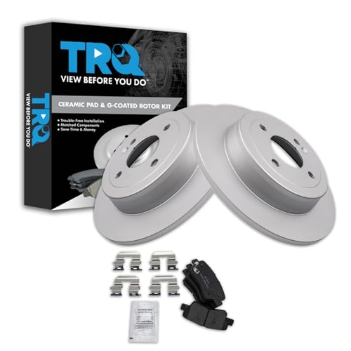 Image of TRQ Rear Brake Pad and Rotor Set Ceramic Coated Rotors Compatible with 2012-2017 Hyundai Accent Kia Rio