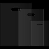 Vista 2 de Saintrygo 120 bolsas de compras transparentes de 2.36 mil con asas de 6 x 8/8 x 12/10 x 14 pulgadas, bolsas de plástico reutilizables para regalo