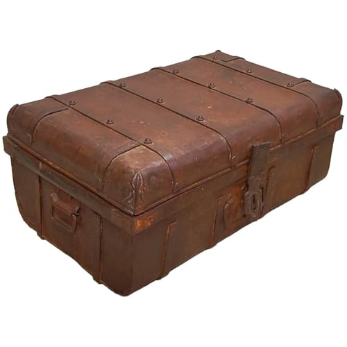 WANDERLUST DECO Maleta de Metal Acabado Artesanal marrón 67x37x25h cm
