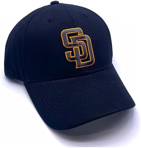 Officially Licensed San Diego Baseball MVP Black Hat Adjustable Embroidered Classic Team Logo Structured Cap