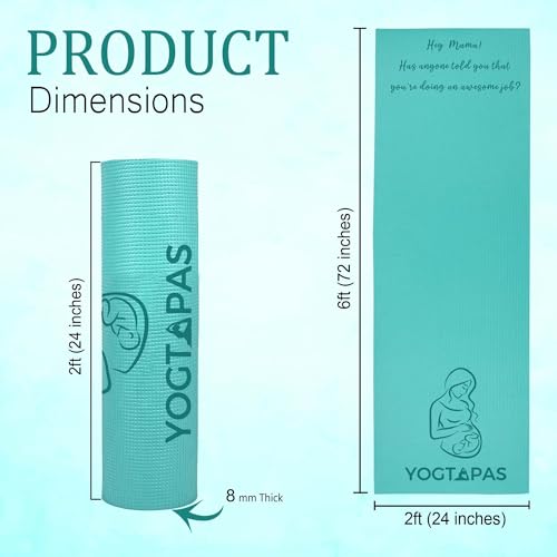 Image of YOGTAPAS EVA +TPE Prenatal Yoga Mat for Pregnant Women 8mm Thick Anti-Skid, Water /Dirt Proof, Lightweight Exercise Mat Home Exercise Fitness | Textured Surface | Color - Army Green | 2x6ft Size