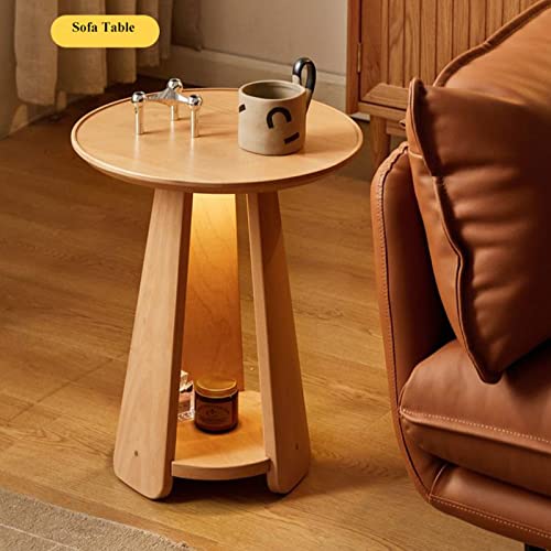 Table Basse Moderne et Ronde en Bois avec Étagère de Rangement - 7