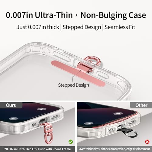 Image of saxsion Phone Tether Tab & Lanyard Tab, 360 Swivel Clip - Ultra Thin Stainless Steel Universal Patch for All Phone Cases