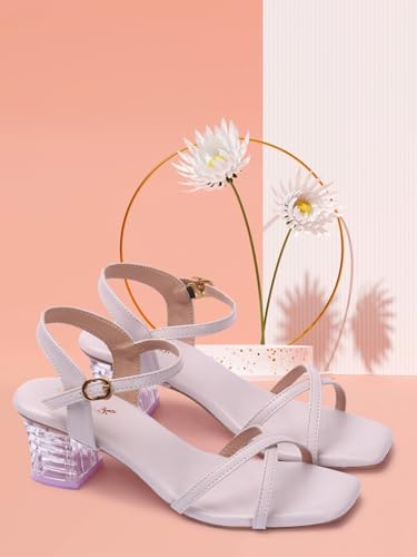 Image of Longwalk Women's Cross Strap Sandal, Transparent Heel Sandal for Girl's