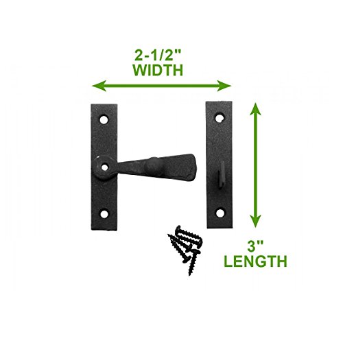 Renovators Supply Manufacturing Door Latch 2.5 In. Black Wrought Iron Cabinet Door Latch With Mounting Hardware #TOP1