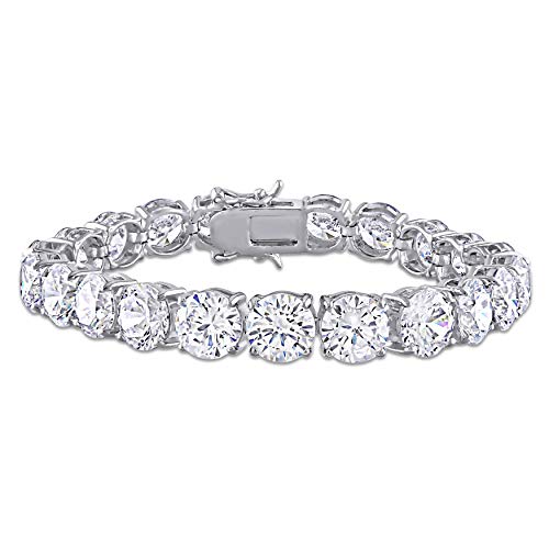 Abbie+Cleo Round Cubic Zirconia Tennis Bracelet in White Sterling Silver, 8x8mm/7.25