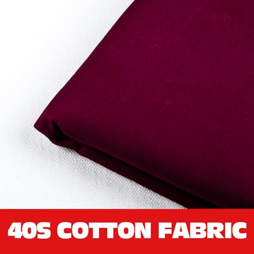 Image of 100% DarkRed Cotton Fabric for Sewing by 3 Yard, 59 inchWidth Quilting Fabric Medium Weight 5.8 oz, Muslin Fabric by The Yard, Embroidery Cloth