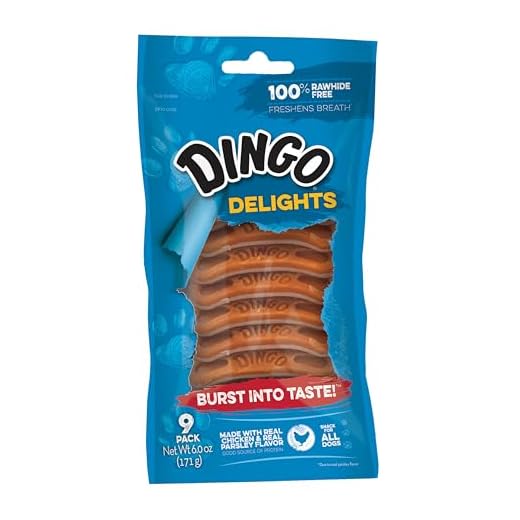 Dingo Delights 100% Rawhide Free Dog Treat Made with Real Chicken for Small, Medium, and Large Dogs 9-Count