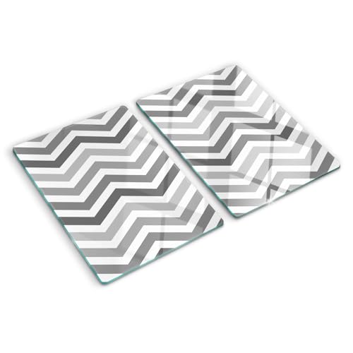 Planche à découper en verre 2x40x52 cm zigzag gris protège-plaques résistant à la chaleur - 2