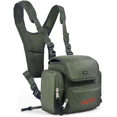 SEAKRU Binocuar Harness Chest Pack, Bino Harness with Rangefiner Pouch, Bino Case with Rain Cover Cover